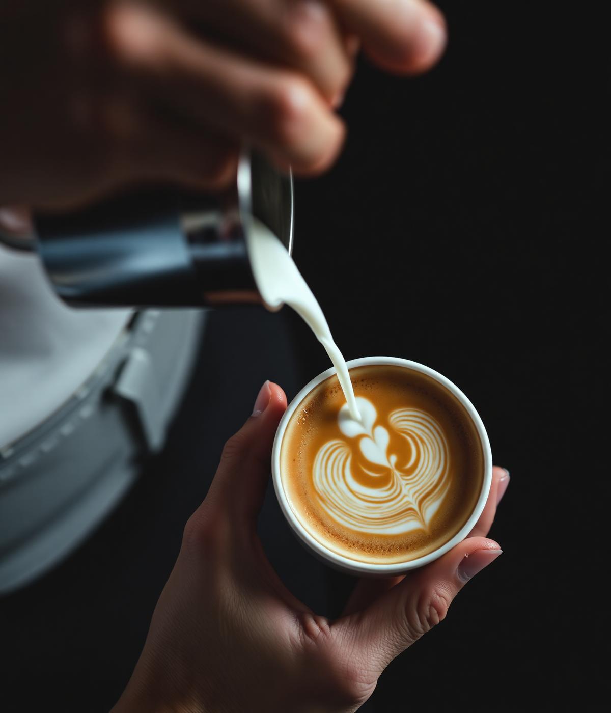 Barista pouring latte
